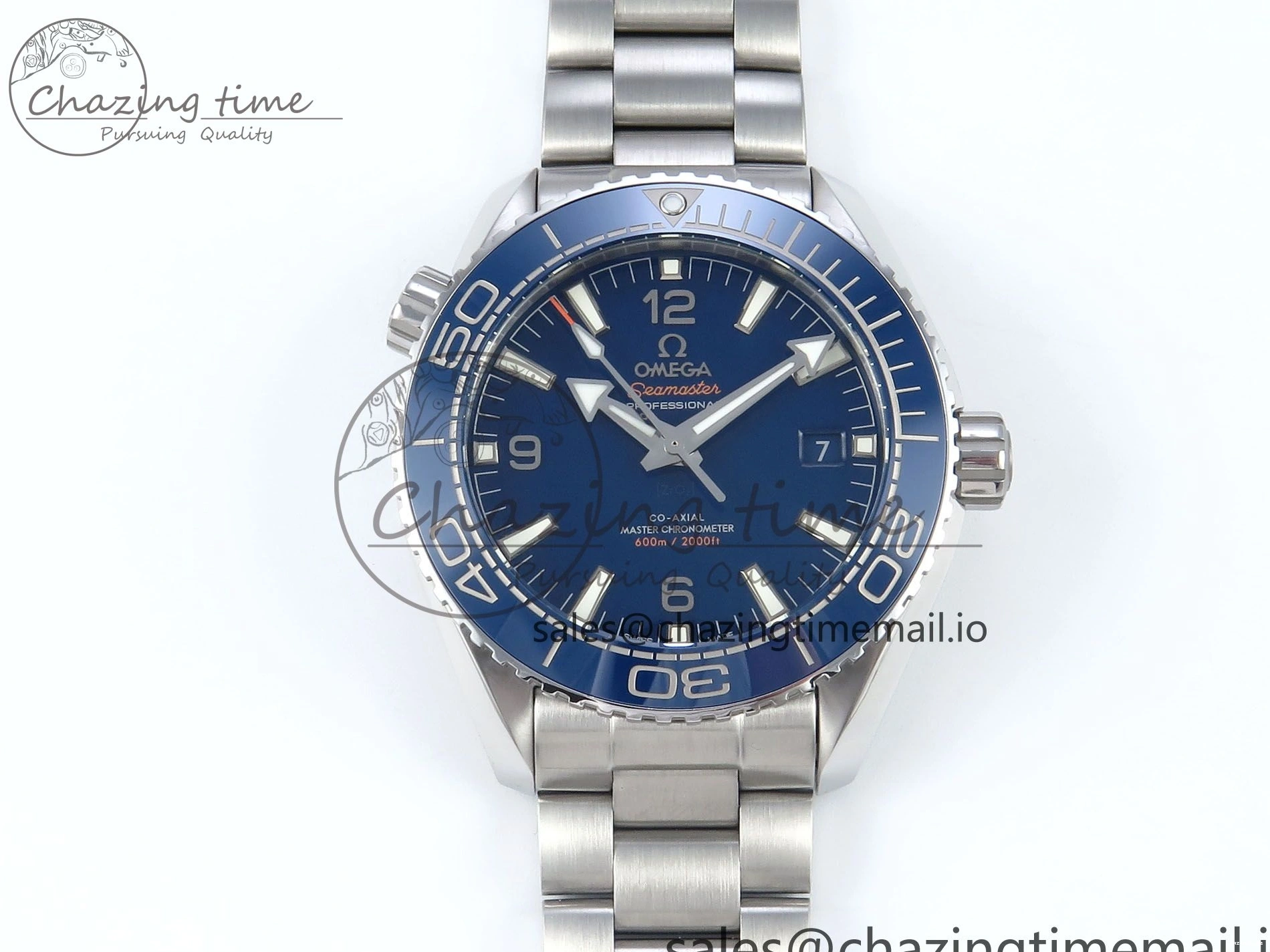 0224 Neat Seamaster Planet Ocean 600M 43.5mm SS SCF 1:1 Best Edition Blue Dial on SS Bracelet A8900 Super Clone 7684